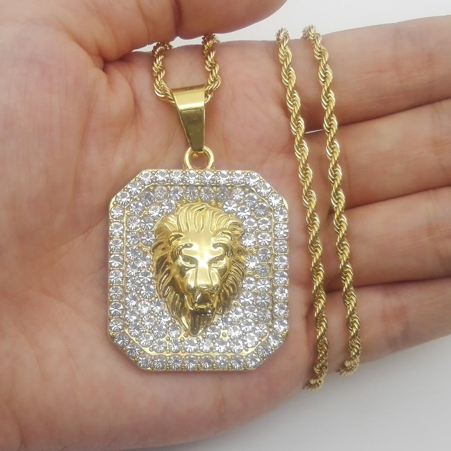 Chain lion head pendants - singaporepromotion