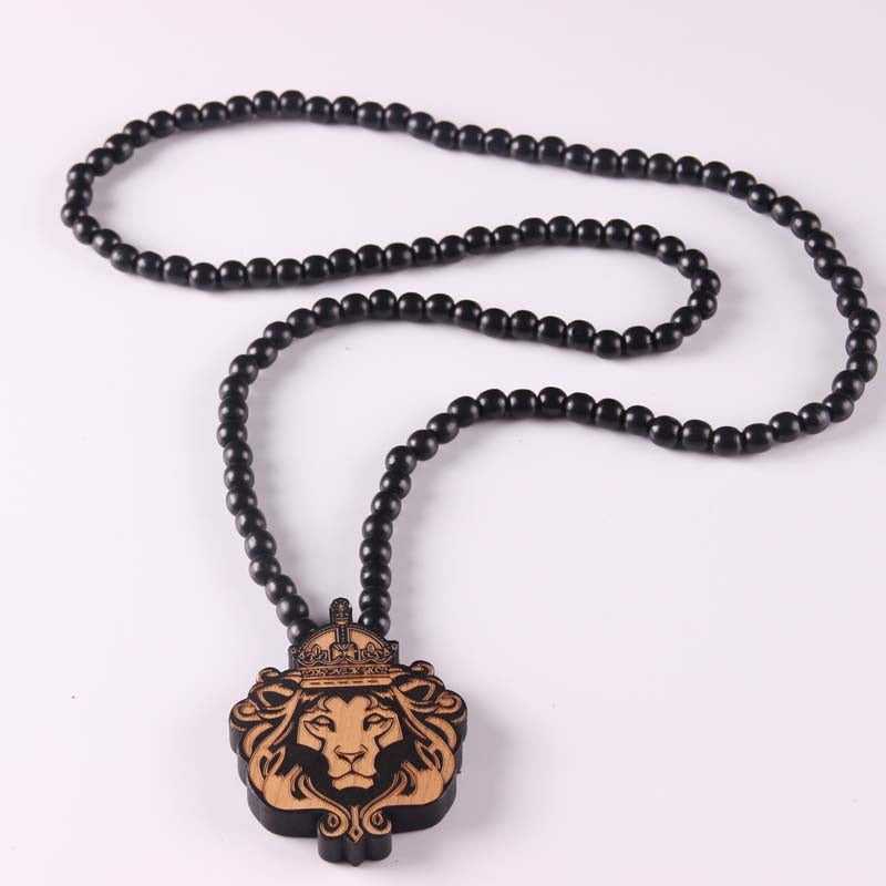 Lion King Pendant Wooden Necklace - singaporepromotion